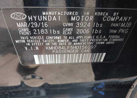 2017 Hyundai Elantra Limited from USA, damaged, VIN KMHD84LF5HU156097